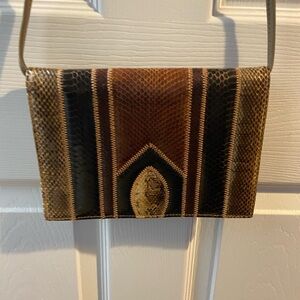 Brown and Black Snakeskin Patterned Women's Bag